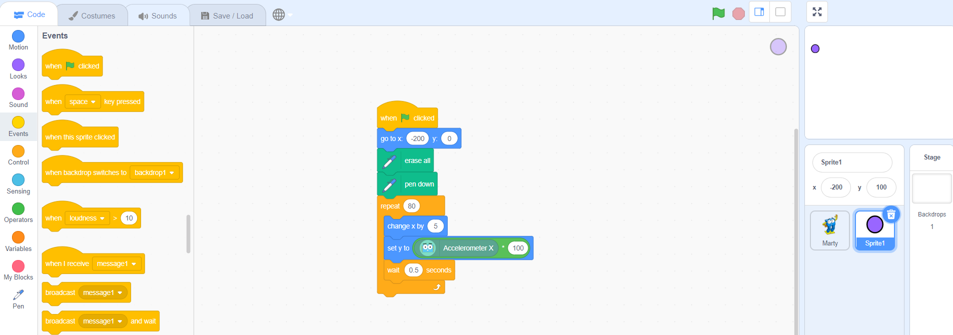 Scratch Acc Graph Screen With Blocks