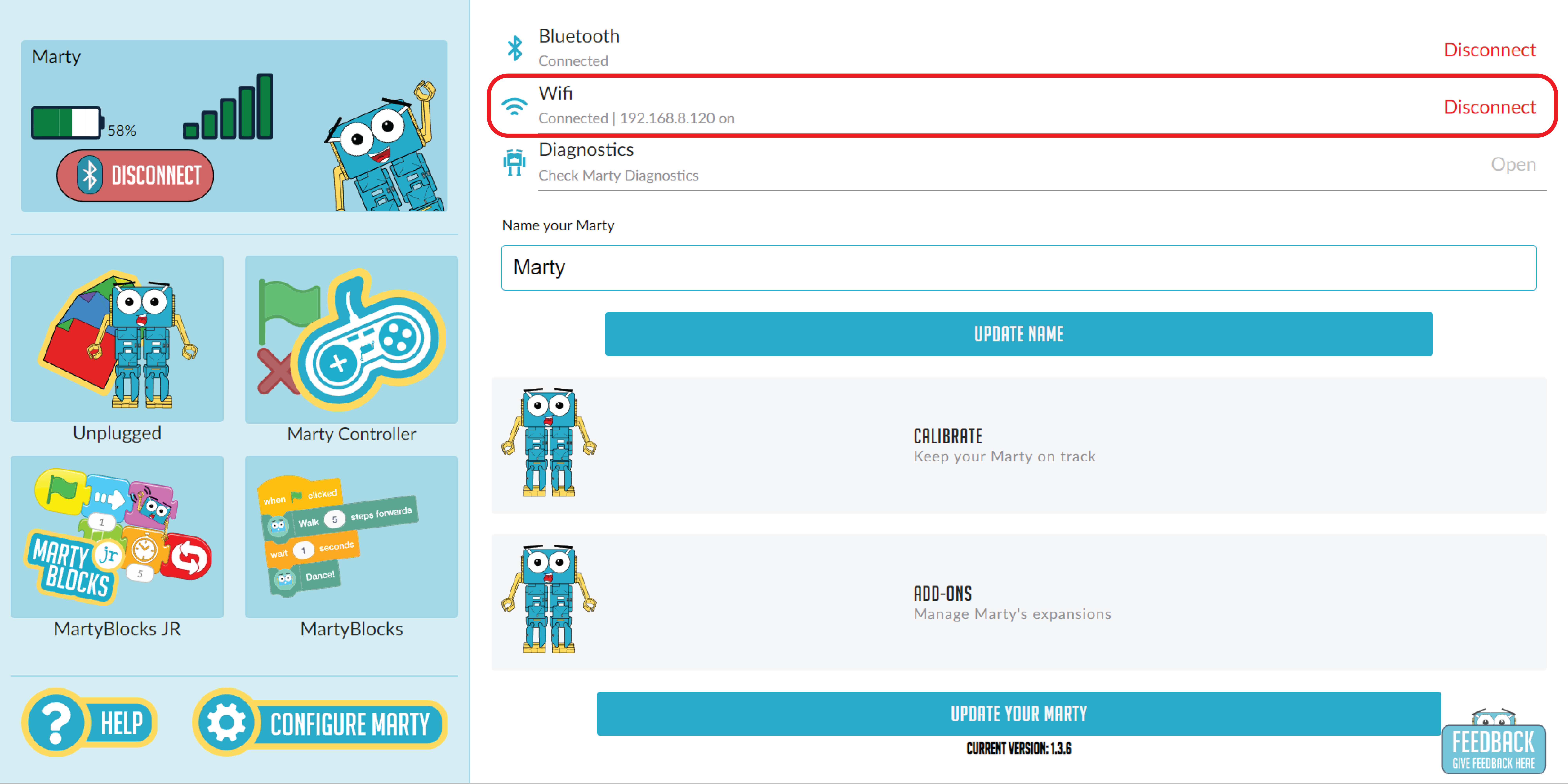 Connect To A Marty   Wifi Ip Address