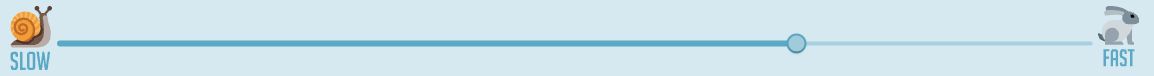 The current speed slider between the Slow snail and Fast rabbit