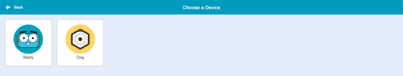 The current Choose a Device library with Marty and Cog options