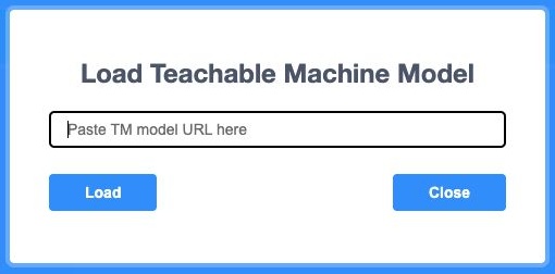 Load Teachable Machine Model dialog in current Blocks