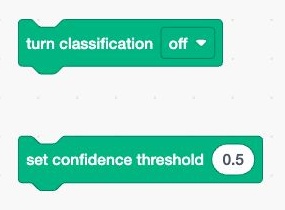 Blocks to pause sound classification and set the confidence threshold